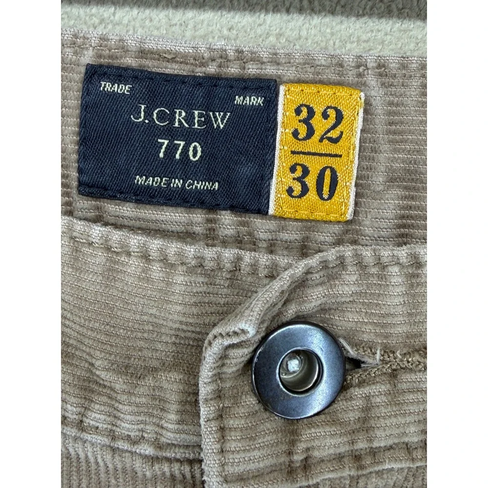 J Crew‎ 770 Corduroy Pants Tan Brown Straight Fit Mens Size 32x30